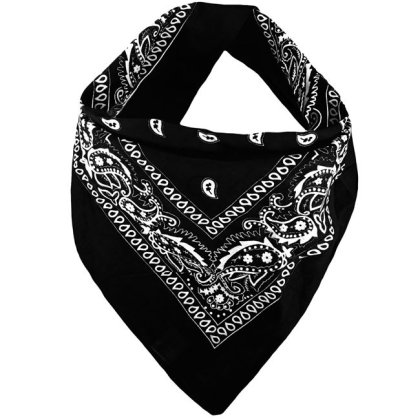 Bandana Esarfa din Bumbac Neagra Paisley 54x54cm