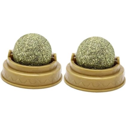 Set 2 Bile cu Catnip pentru Curatarea Danturii, Maro, Rotative