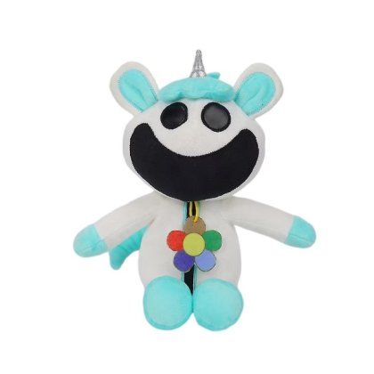 Jucarie de plus CraftyCorn, The Smiling Critters, VICTINY®, Creaturi Zambitoare, alb, 27/30 cm