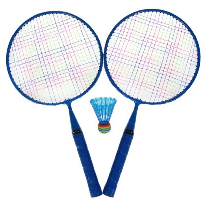 Set Rachete de Badminton din Plastic Bleu cu Fluturas pentru Copii 46cm - 3buc