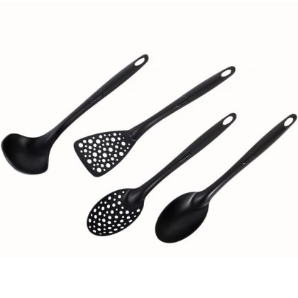 Set Usensile de Servit Masa din Plastic Negru - 4buc