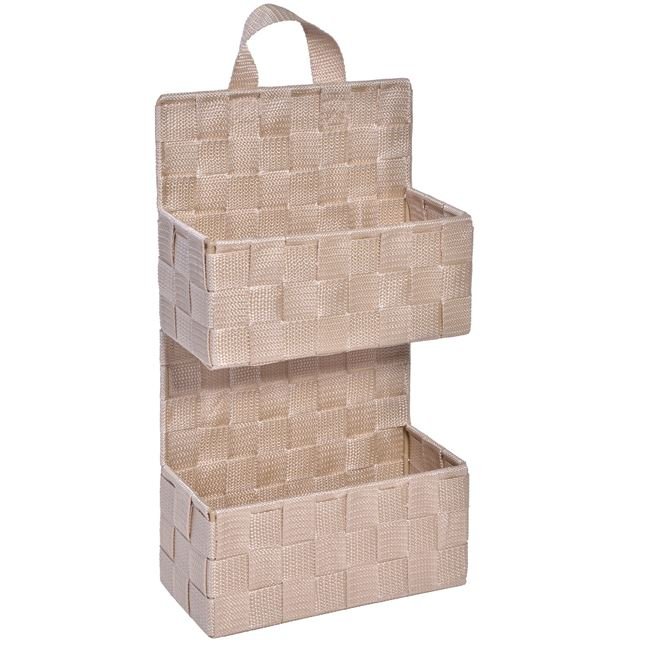 Cos de Depozitare Suspendabil Ratan Bej cu 2 Nivele 21x9x37cm