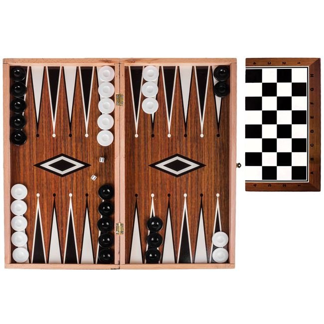 Joc Table - Sah din Lemn cu Piese Negre & Pion 37x37cm