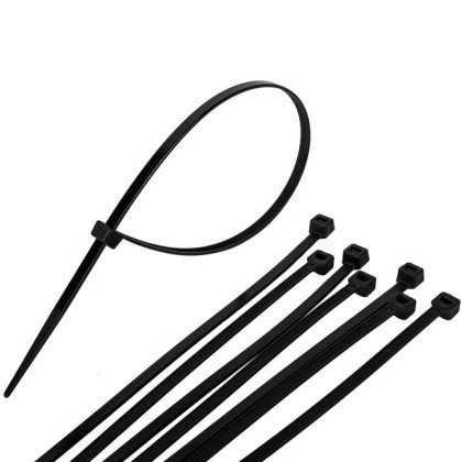 Coliere din Plastic Negru pentru Cabluri 30x0,48cm - 60buc