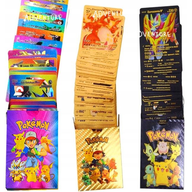 Carti pokemon 3in1 165 bucati multicolor, black si gold
