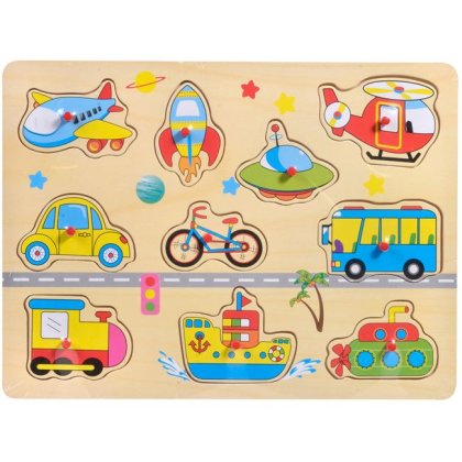 Puzzle din Lemn Vehicule de Transport (10 piese) - 30x22cm