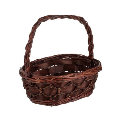 Cos Decorativ de Bambus Impletit cu Maner Inalt 31x24x12cm
