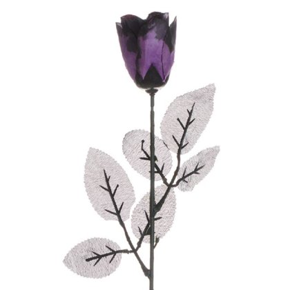 Floare Artificiala Trandafir Negru Mov 47cm