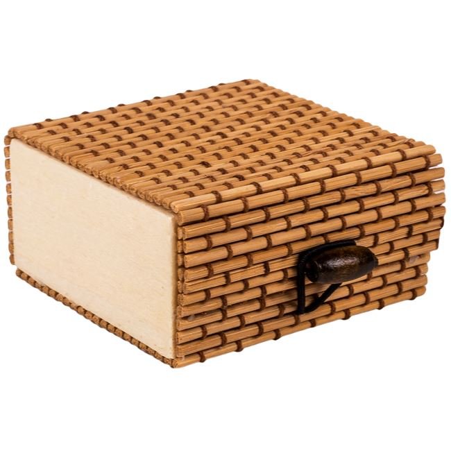 Cutie de Depozitare din Bambus Maro 7x7x3.5cm