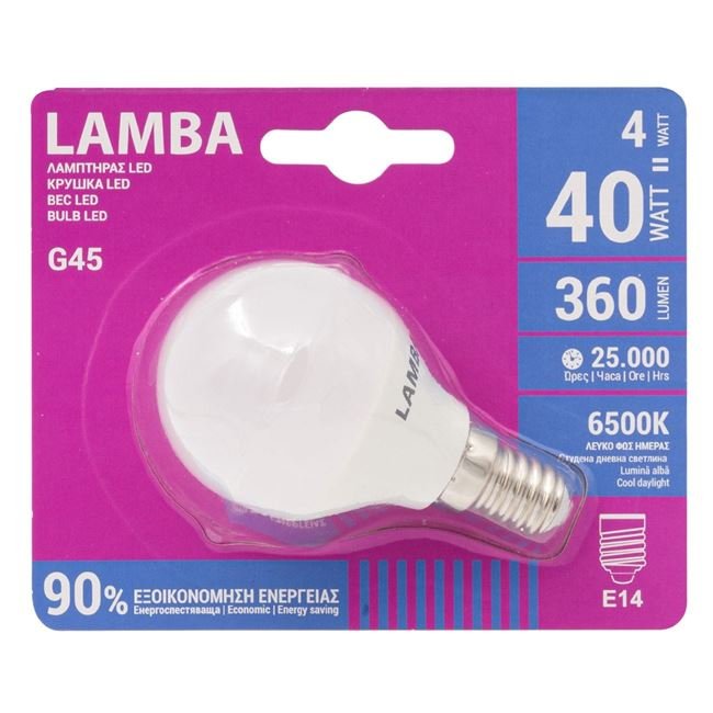 Bec LED E14 4W (G45) - Alb Rece