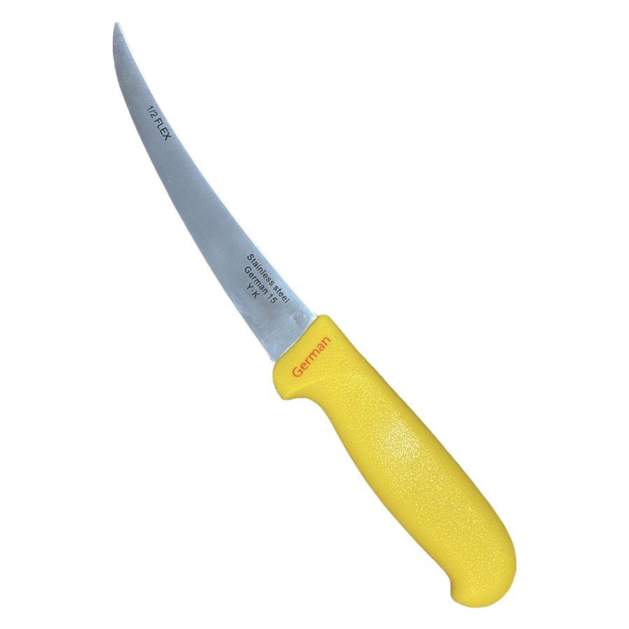 Cutit macelar pentru transat premium, lama curbata 15cm, TS-27722 galben Galben