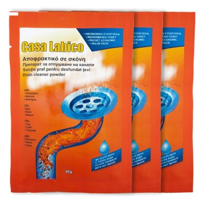 Solutie Praf pentru Desfundat Tevi cu Apa Calda 80g - 3 buc