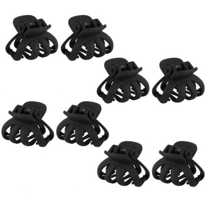 Clame de Par Negre Mate pentru Femei 2.5cm - 8 buc
