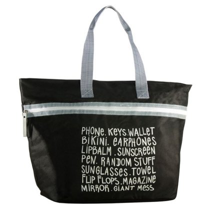 Geanta Neagra & Portfard pentru Plaja 59x22x37cm