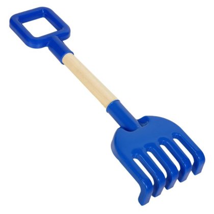 Jucarie Plaja Grebla din Plastic Albastru cu Maner din Lemn 39cm