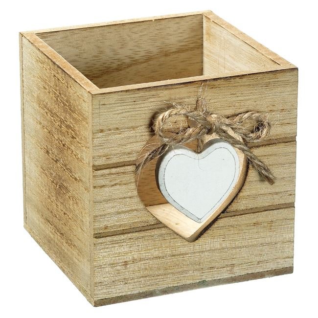 Suport din Lemn Inima Pixuri 9x9cm