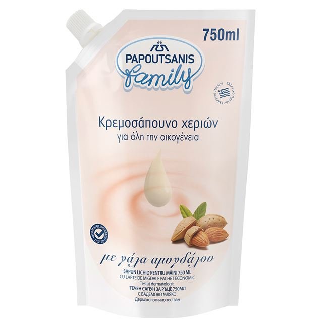 Sapun Lichid cu Lapte de Migdale Papoutsanis 750ml