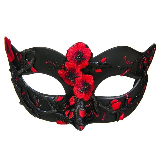 Masca Carnaval Dama Fancy Neagra Flori