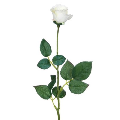 Floare Artificiala Boboc de Trandafir Alb 61cm