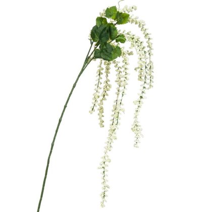 Ramura Artificiala Verde cu Flori Albe Curgatoare 110cm