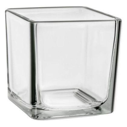 Suport Patrat de Sticla Transparenta pentru Lumanare Pastila 5x5x5.5cm