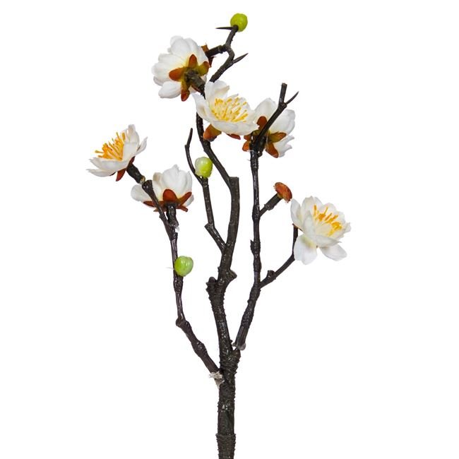 Ramura Artificiala cu Flori de Migdal Albe 29cm