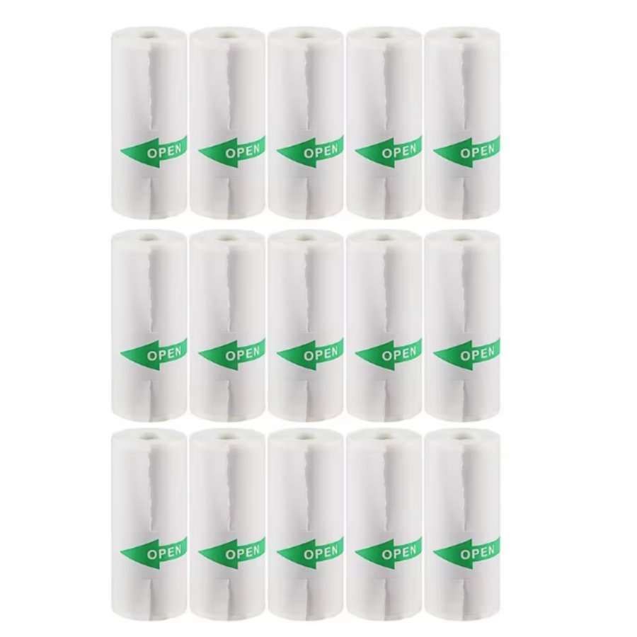 15 role de autocolante pentru mini imprimanta, camera instantanee, mini imprimanta foto, autocolante autoadezive, fara BPA, suprafata neteda, role de hartie pentru copii pentru imprimanta termica de 57 x 25 mm