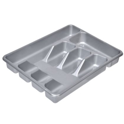 Suport pentru Tacamuri cu 5 Compartimente Gri din Plastic 26,5x34x4,5cm