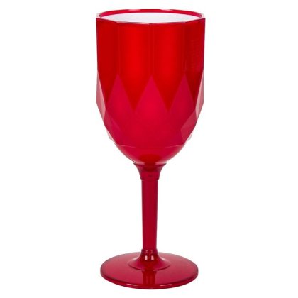 Pahar din Plastic Rosu Alb cu Picior pentru Vin 350ml