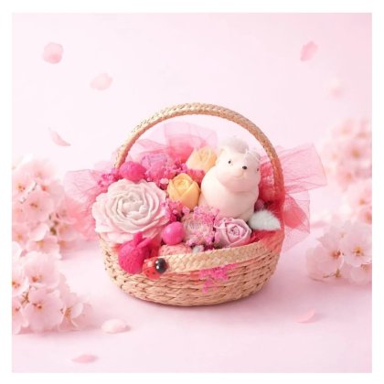 Victiny Aranjament floral Paste cu lumanare iepuras, flori diin ceara de soia si din flori naturale uscate