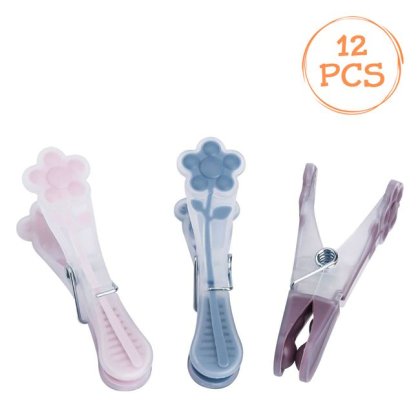 Carlige din Plastic Transparent Floare Colorata pentru Rufe 8cm - 12buc