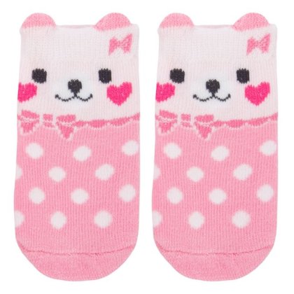 Sosete Bebe Roz Albe Buline Animal 0-6 Luni