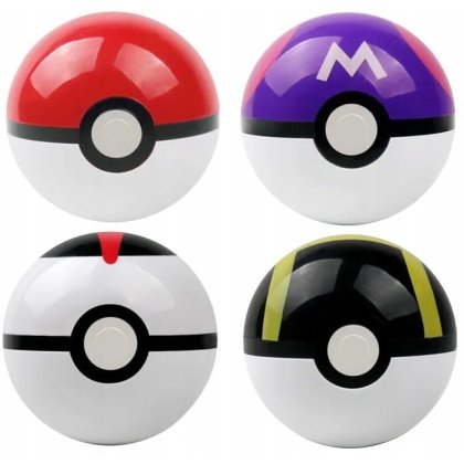 Set 4 Pokeball, Pokemon, PVC/Plastic, 8cm/5cm, Multicolor