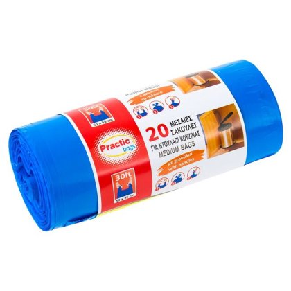 Saci pentru Gunoi Bleu cu Manere 30l - 20buc