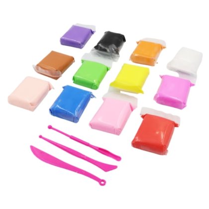 Plastilina inteligenta VICTINY® Smart Clay, 300 pungi, 2 ustensile, multicolor, + 2 ani