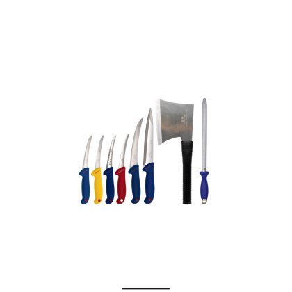 Set cutite macelarie 8 piese, 6 cutite,1 masat,1satar