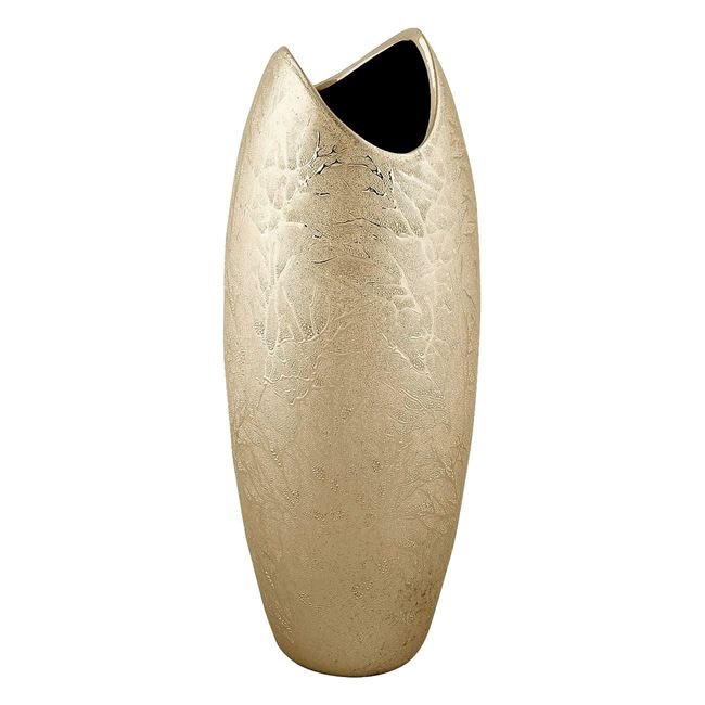 Vaza Decorativa Ceramica Bej Gura Ondulata Crengi 10x25cm