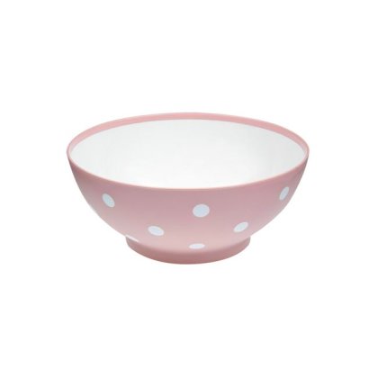 Bol din Plastic Alb Roz Mat cu Buline 350ml