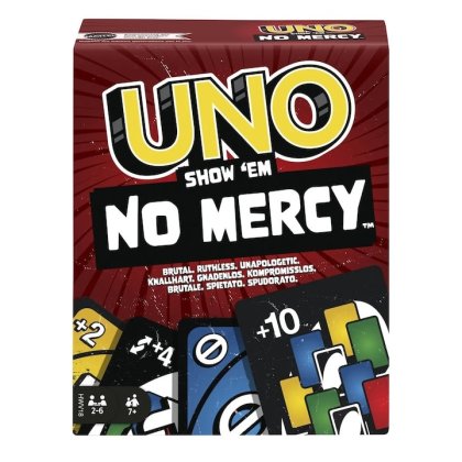 Joc de carti Uno No Mercy, set, 2-10 jucatori, multicolor