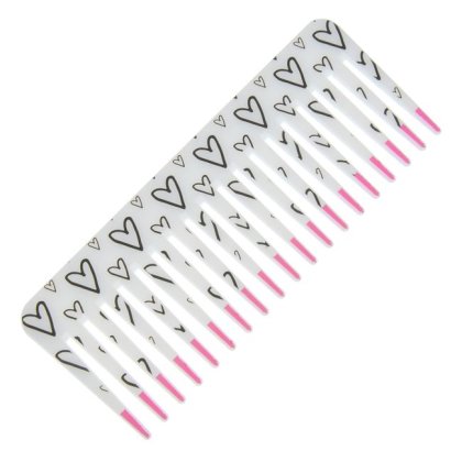 Pieptene Alb cu Inimi 15x6cm