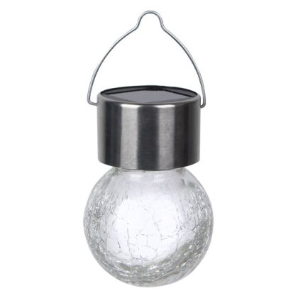 Felinar Solar Suspendabil din Sticla Argintiu 6cm