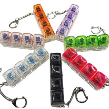 Set 2 Brelocuri Antistres VICRINY cu Tasta Mecanica si Iluminare LED, multicolor 2, 2x2x2.8cm