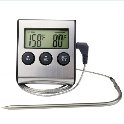 Termometru pentru cuptor, Digital, Sonda detasabila, -10°C la +250°C, Otel/Plastic, Argintiu
