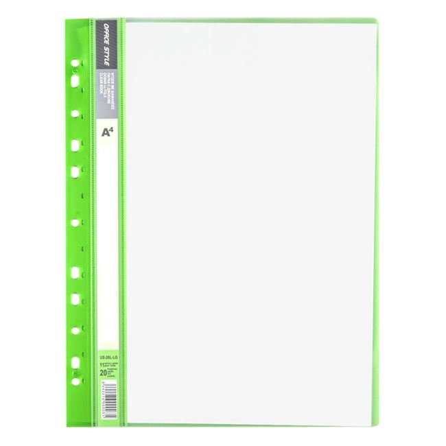 Dosar Plastic A4 Verde Lime cu Sina & 20 de Folii