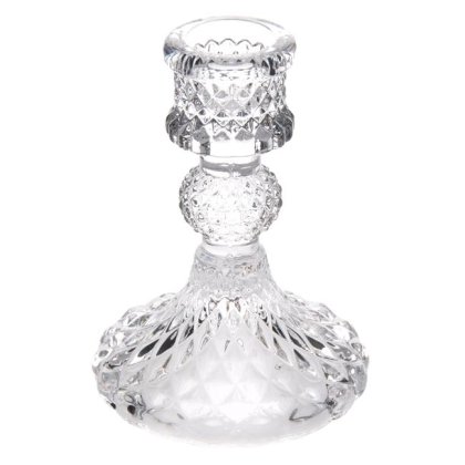 Sfesnic Decorativ din Sticla Transparent Model Romburi Ø7.5x10.5cm