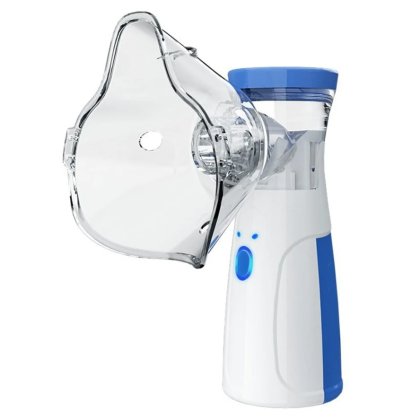 Aparat aerosoli, nebulizator, portabil, VICTINY®, ultrasonic, tehnologie Mesh, accesorii, pentru copii, femei si barbati, Alb / albastru