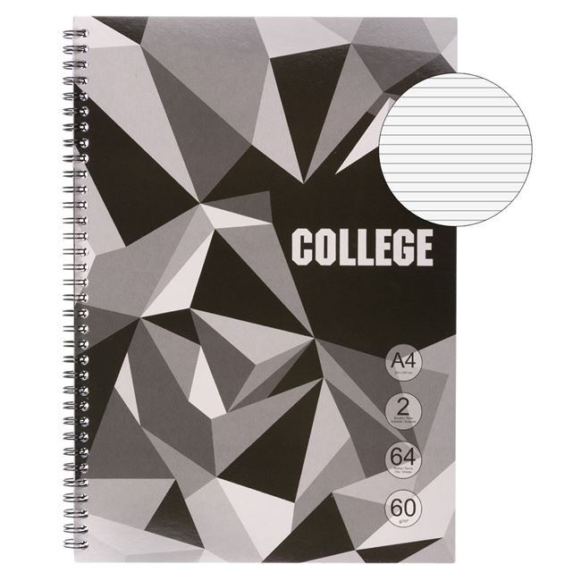 Caiet Studentesc A4 Dictando cu Spirala Coperta Gri Cuburi & 2 Subiecte - 64F