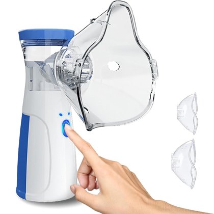 Aparat Aerosoli, Chucai, pentru copii, femei si barbati nebulizator, Model 302, portabil, Alb/Albastru