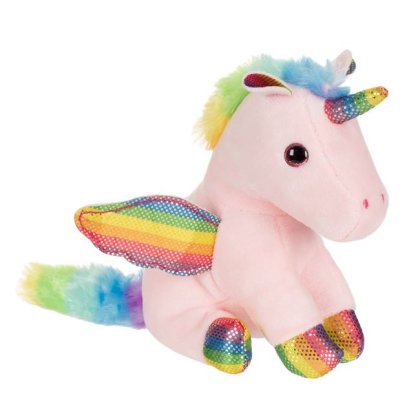 Unicorn de Plus Roz cu Coama Colorata & Coada 16cm