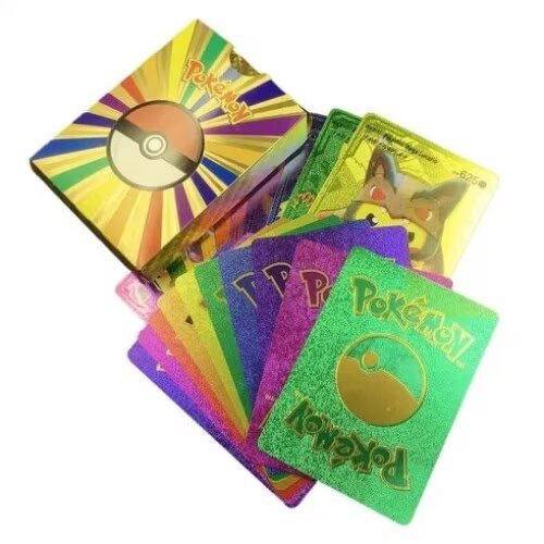 Joc de carti Pokemon Multicolor Hologram, Pachet 55 cartonase, carduri de colectie
